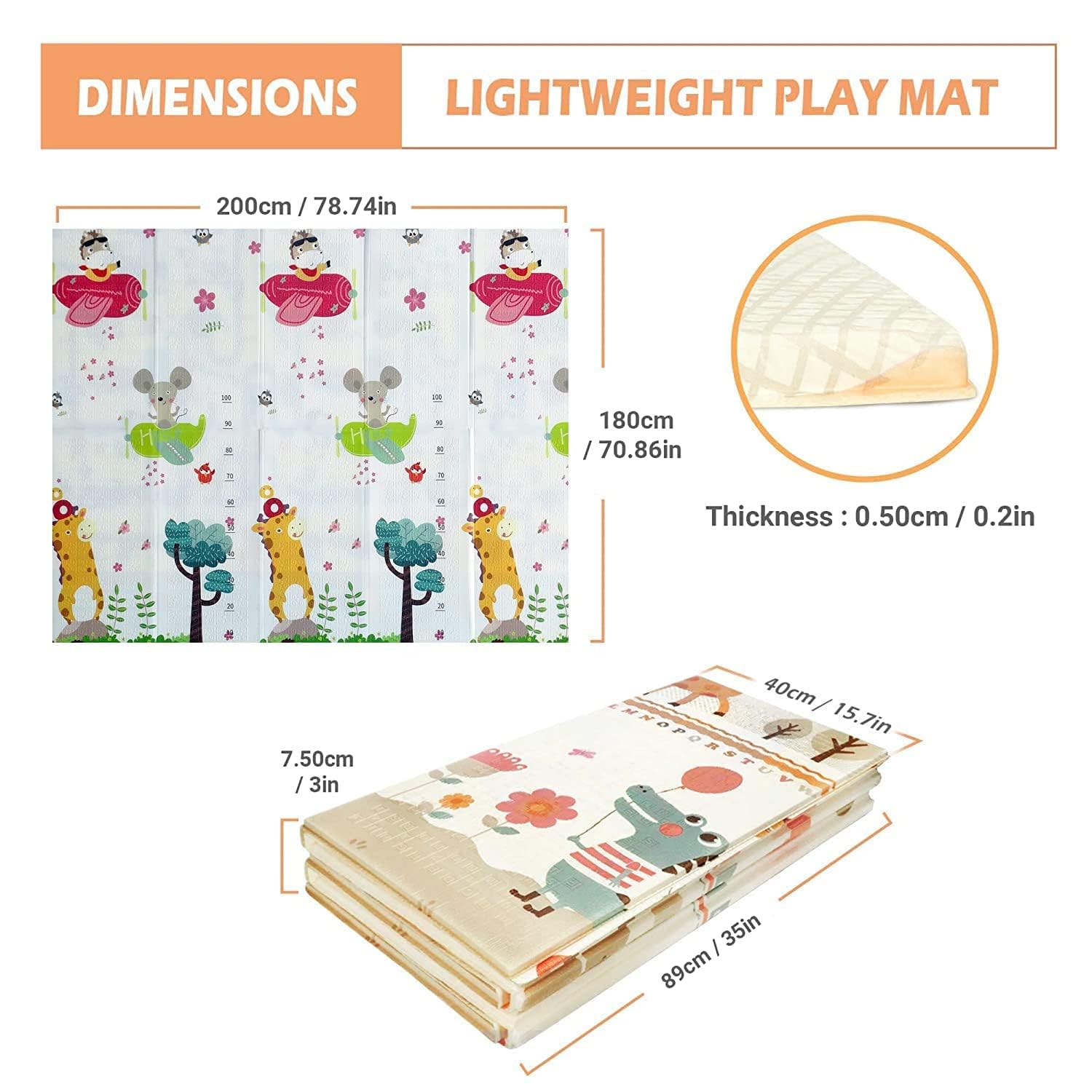 Double Sided Water Proof Baby Play Mat - Zoo