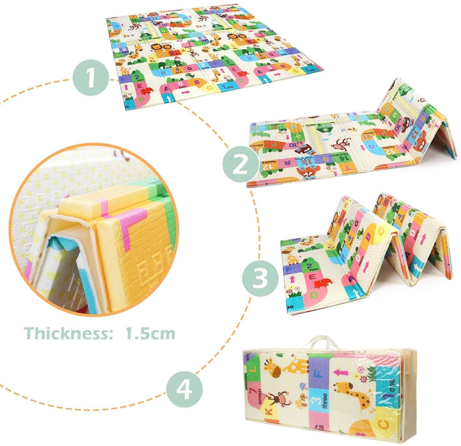 Double Sided Water Proof Baby Play Mat - Zoo