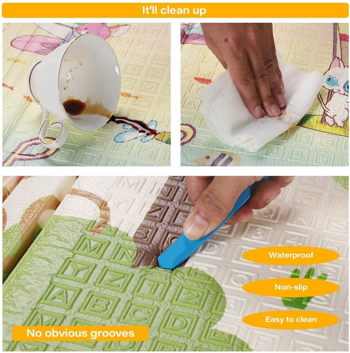 Double Sided Water Proof Baby Play Mat - Zoo