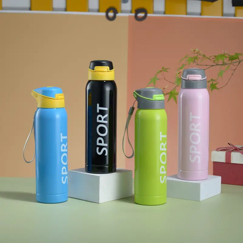Stylish Vacuum Insulated Stainless Steel Sports Cup with Straw - Green (500ml)