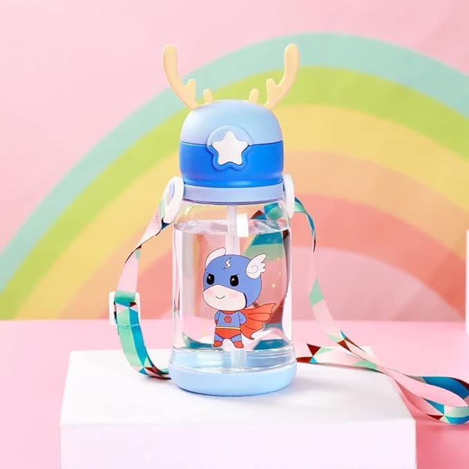 Water Bottle With Sipper For Kids Cute School For Girls/Boys - Purple (600 Ml)