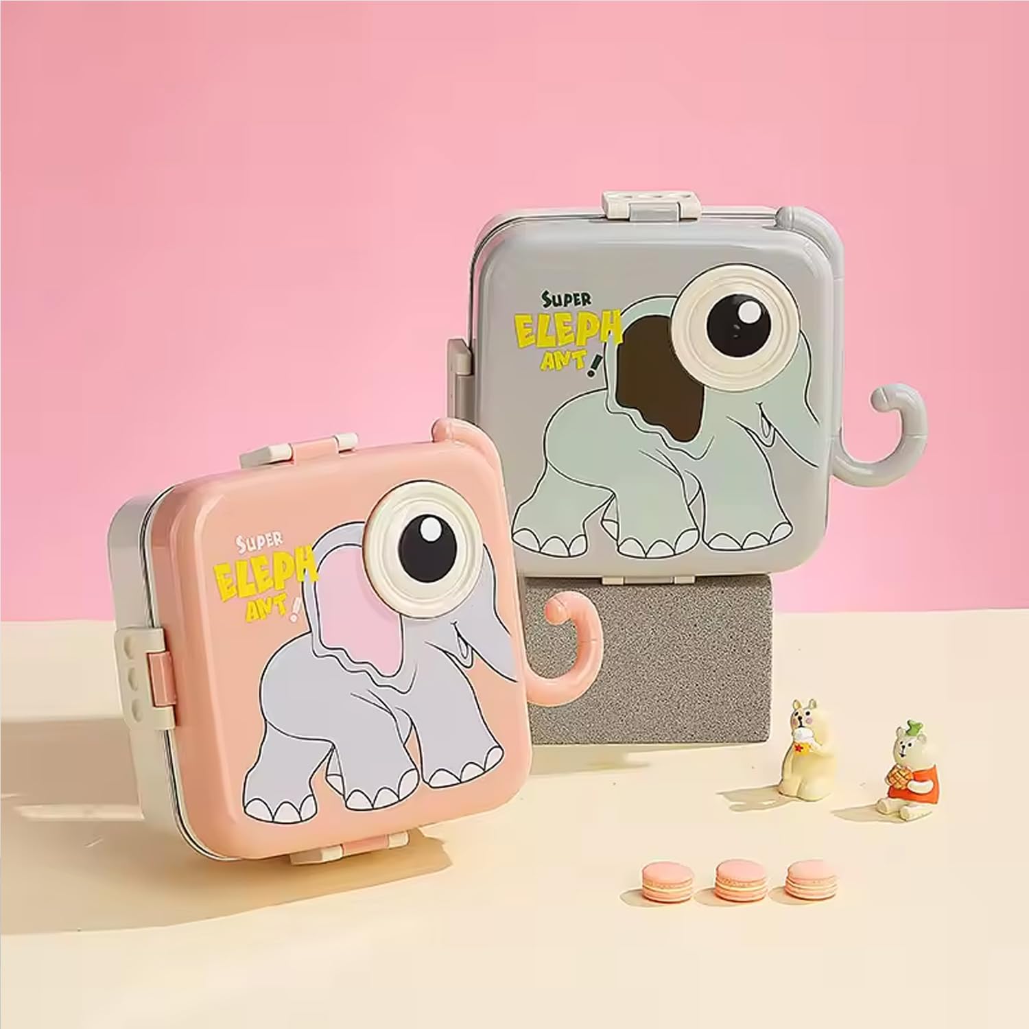 Elephant Design School Lunch Box Food Container 1120ml+70ml Stainless Steel Lunch Box for Kids