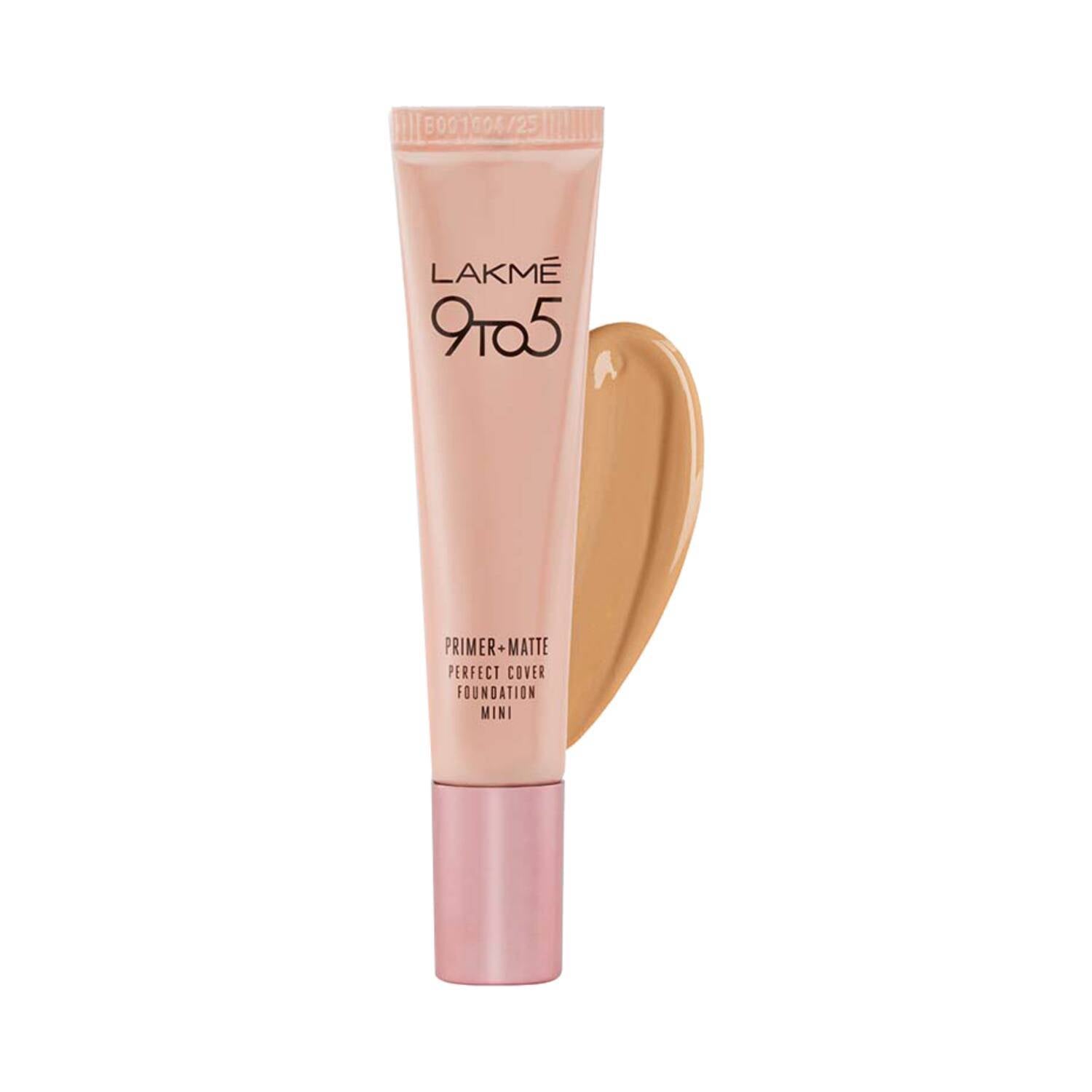 Lakme 9 To 5 Primer + Matte Perfect Cover Foundation Mini SPF 20 - W180 Warm Natural (15ml)